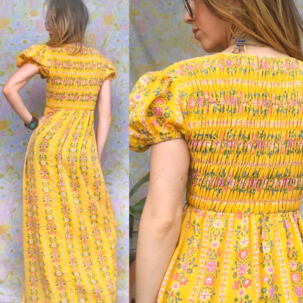 SOLD Vintage🌼70s Peasant Empire Waist Maxi Dress - Picture 3 of 8